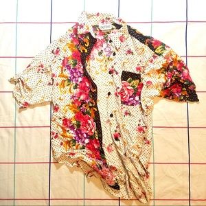 80s floral dots breakfast club button down